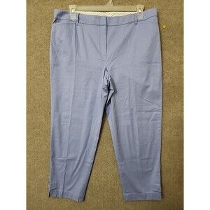 Talbots Perfect Crop Pants Womens 16 Blue Straight Leg Cotton Stretch